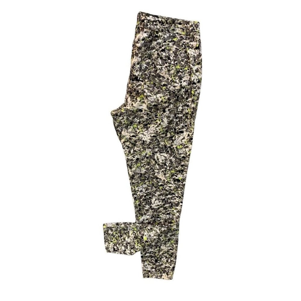 6 Simply Vera Wang Women's Print White Yellow Black Pants 29" Inseam